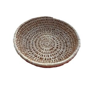 Hand woven 10"Round Wicker Woven Basket Bowl Boho Home Decor Centerpiece storage